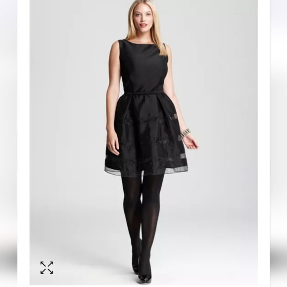 Taylor NWTs Tonal Strip Fit & Flare Dress - Picture 1 of 9